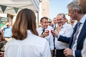 President Macron At cellar of the Roquefort Societe - Roquefort-sur-Soulzon