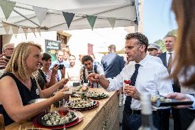 President Macron At cellar of the Roquefort Societe - Roquefort-sur-Soulzon