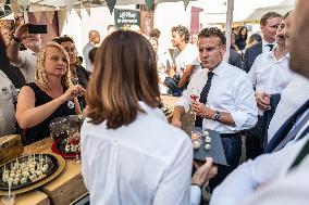 President Macron At cellar of the Roquefort Societe - Roquefort-sur-Soulzon