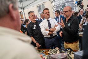 President Macron At cellar of the Roquefort Societe - Roquefort-sur-Soulzon