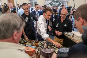President Macron At cellar of the Roquefort Societe - Roquefort-sur-Soulzon