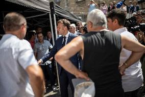 President Macron At cellar of the Roquefort Societe - Roquefort-sur-Soulzon