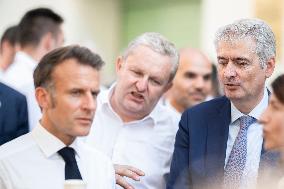 President Macron At cellar of the Roquefort Societe - Roquefort-sur-Soulzon