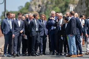 President Macron At cellar of the Roquefort Societe - Roquefort-sur-Soulzon