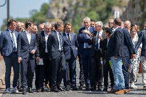 President Macron At cellar of the Roquefort Societe - Roquefort-sur-Soulzon