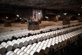 President Macron At cellar of the Roquefort Societe - Roquefort-sur-Soulzon