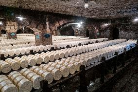 President Macron At cellar of the Roquefort Societe - Roquefort-sur-Soulzon