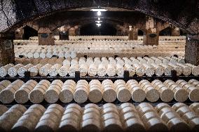 President Macron At cellar of the Roquefort Societe - Roquefort-sur-Soulzon