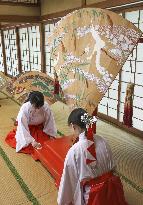 Cypress fans at western Japan shrine