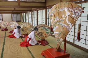 Cypress fans at western Japan shrine