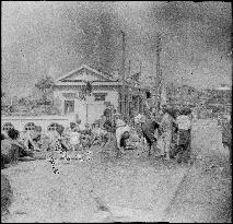 Devastation at the west end of Miyuki Bridge (Panoramic view)
