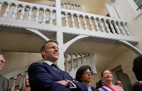 Macron Visits the Renew Claude Debussy's House - Saint-Germain-en-Laye