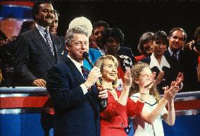 Clinton Responds to Cheers from Delegates at the 1992 Democratic National Convention