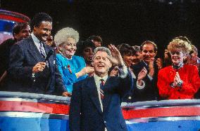 Clinton Responds to Cheers from Delegates at the 1992 Democratic National Convention