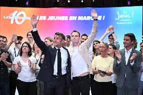 Emmanuel Macron At 10th Anniversary Of Jeunes Avec Macron - Paris