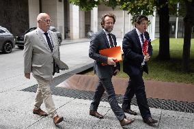 Socialist Party Members arrive for a meeting about the preparation of the 2026 Budget at Bercy - Paris RL