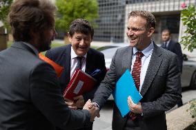 Socialist Party Members arrive for a meeting about the preparation of the 2026 Budget at Bercy - Paris RL