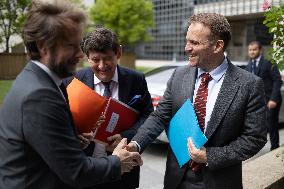 Socialist Party Members arrive for a meeting about the preparation of the 2026 Budget at Bercy - Paris RL