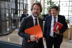 Socialist Party Members arrive for a meeting about the preparation of the 2026 Budget at Bercy - Paris RL