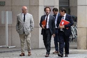 Socialist Party Members arrive for a meeting about the preparation of the 2026 Budget at Bercy - Paris RL