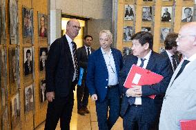 Socialist Party Members arrive for a meeting about the preparation of the 2026 Budget at Bercy - Paris RL