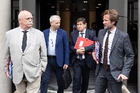 Socialist Party Members arrive for a meeting about the preparation of the 2026 Budget at Bercy - Paris RL