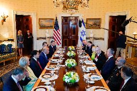 President Trump during a dinner with PM Netanyahu - DC