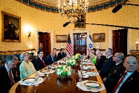 President Trump during a dinner with PM Netanyahu - DC