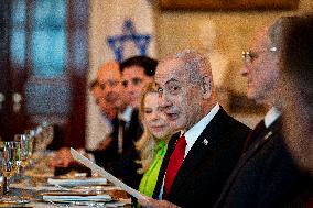 President Trump during a dinner with PM Netanyahu - DC