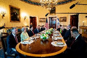 President Trump during a dinner with PM Netanyahu - DC