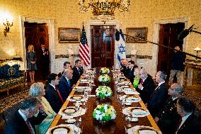 President Trump during a dinner with PM Netanyahu - DC