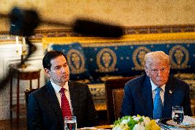 President Trump during a dinner with PM Netanyahu - DC
