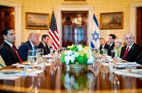 President Trump during a dinner with PM Netanyahu - DC