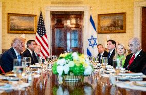 President Trump during a dinner with PM Netanyahu - DC