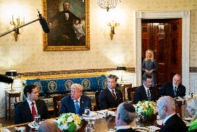 President Trump during a dinner with PM Netanyahu - DC