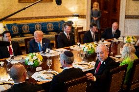 President Trump during a dinner with PM Netanyahu - DC