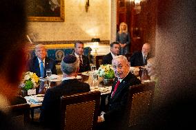 President Trump during a dinner with PM Netanyahu - DC
