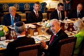 President Trump during a dinner with PM Netanyahu - DC