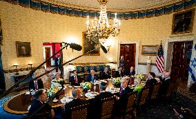 President Trump during a dinner with PM Netanyahu - DC