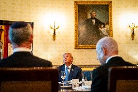 President Trump during a dinner with PM Netanyahu - DC