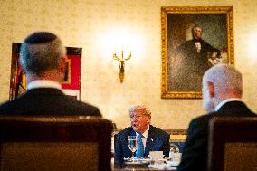 President Trump during a dinner with PM Netanyahu - DC