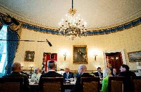 President Trump during a dinner with PM Netanyahu - DC