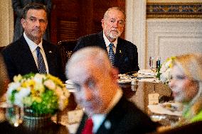 President Trump during a dinner with PM Netanyahu - DC
