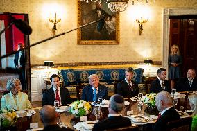 President Trump during a dinner with PM Netanyahu - DC