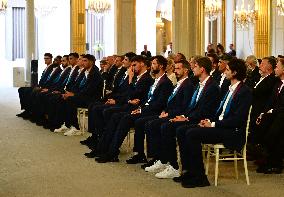 President Emmanuel Macron Honours French National Volleyball Team - Paris
