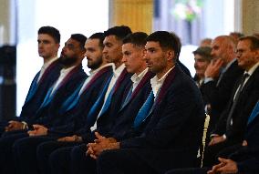 President Emmanuel Macron Honours French National Volleyball Team - Paris