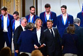 President Emmanuel Macron Honours French National Volleyball Team - Paris
