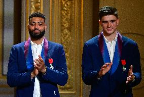 President Emmanuel Macron Honours French National Volleyball Team - Paris