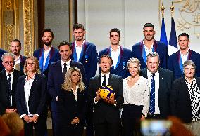 President Emmanuel Macron Honours French National Volleyball Team - Paris