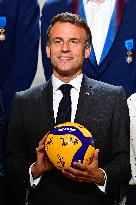 President Emmanuel Macron Honours French National Volleyball Team - Paris